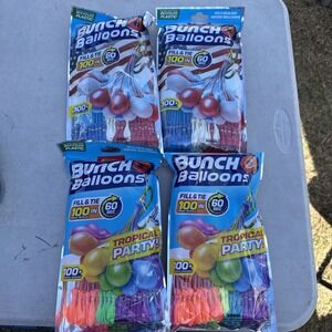 Zuru Bunch O Balloons Tropical Party Self-Sealing Water Balloons 100 Count 4pack